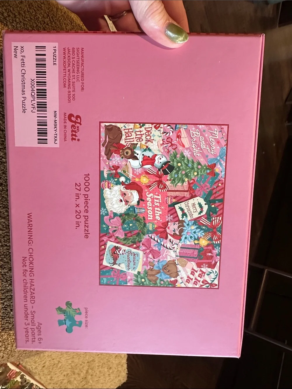 XO Fetti Holiday 'Tis the Season 1000-Piece Puzzle - Pink Christmas Art